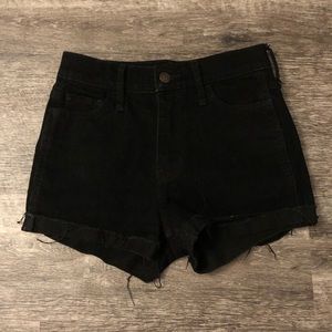 Black Denim High Waisted Shorts
